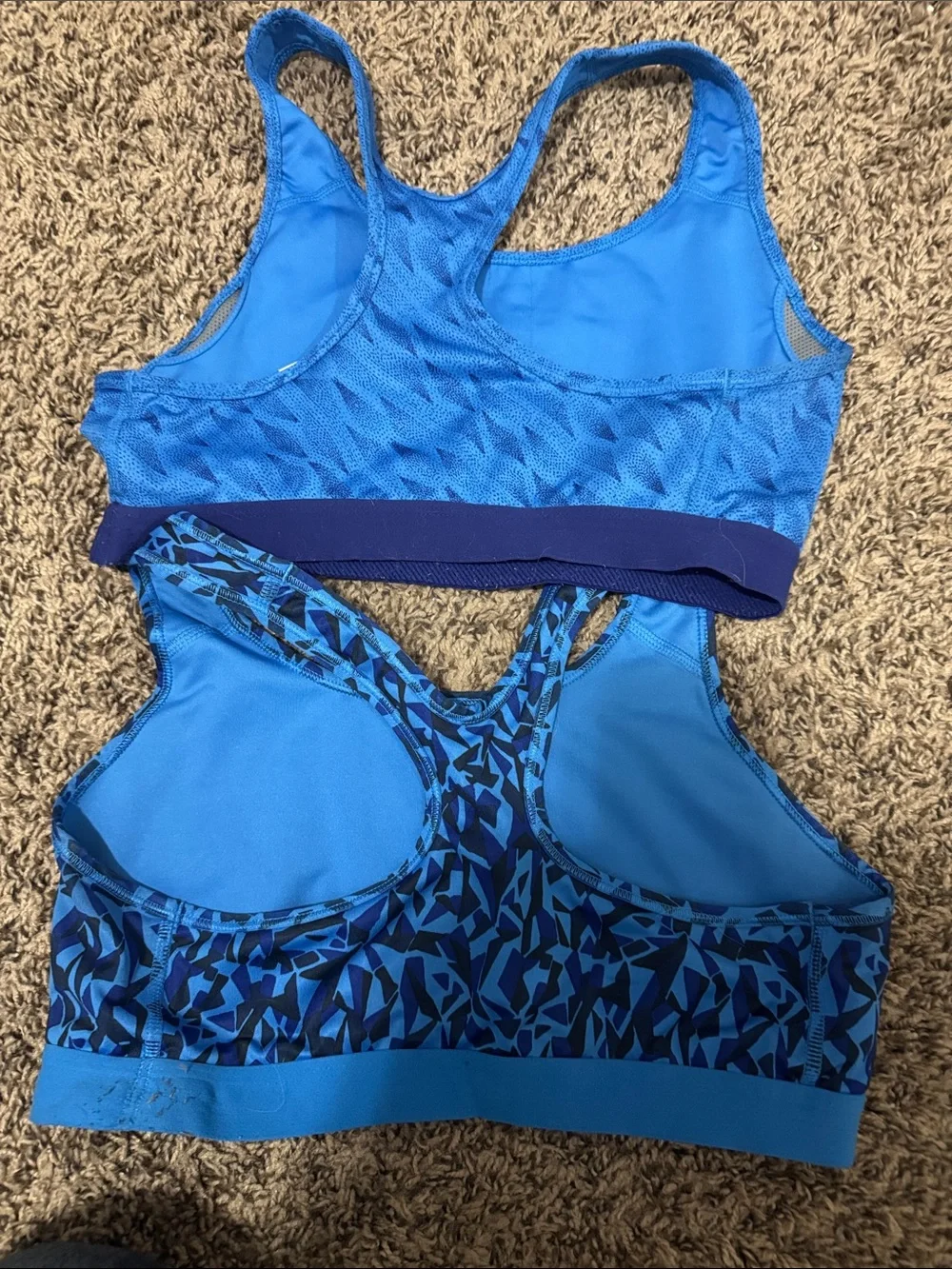Nike Women's Blue Printed & Solid Racerback Swim Bikini Tops